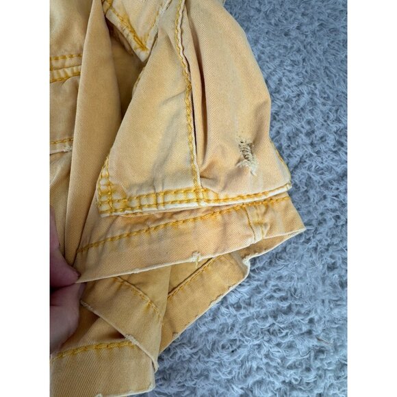 True Religion Mens Yellow Cargo Comfort Shorts Size 28 With Drawstring & Pockets - Picture 8 of 10